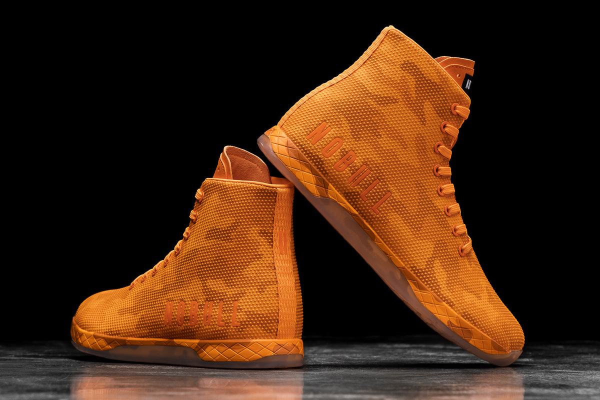 Nobull Superfabric High-Top Neon Men's Trainers Orange Camo | Australia (PR2890)